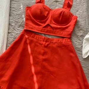 Women’s crop top and skirt set.